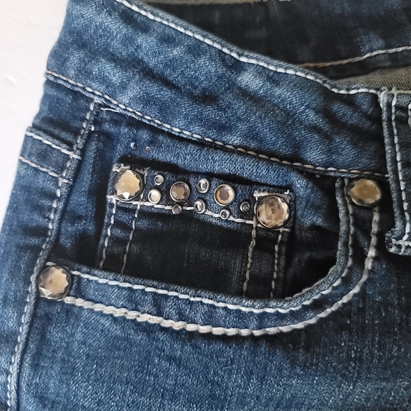 Red Camel skinny jeans size 7 juniors stretch embellished bling 30.5" inseam - Picture 5 of 11